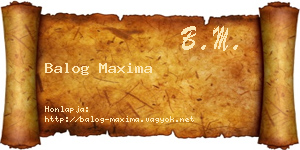 Balog Maxima névjegykártya
